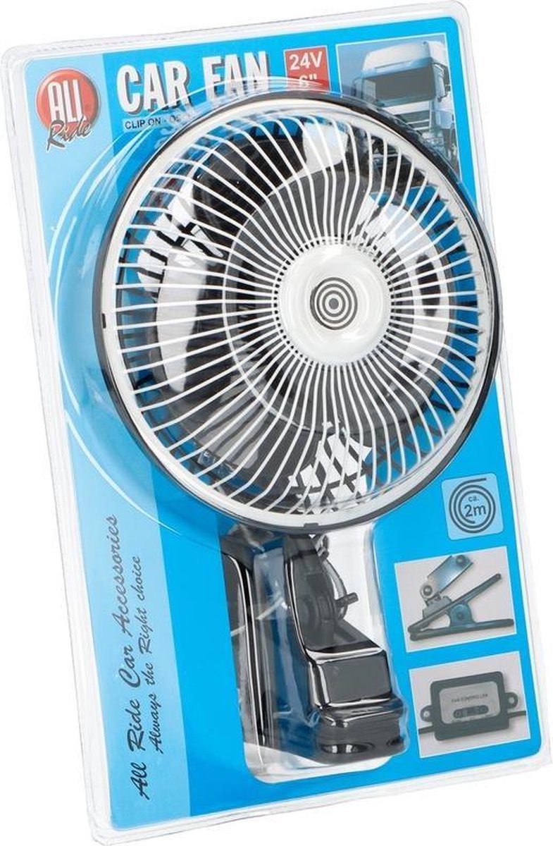 Auto ventilator 24V met klem - Voor op reis - Verkoeling onderweg - Auto accessoires