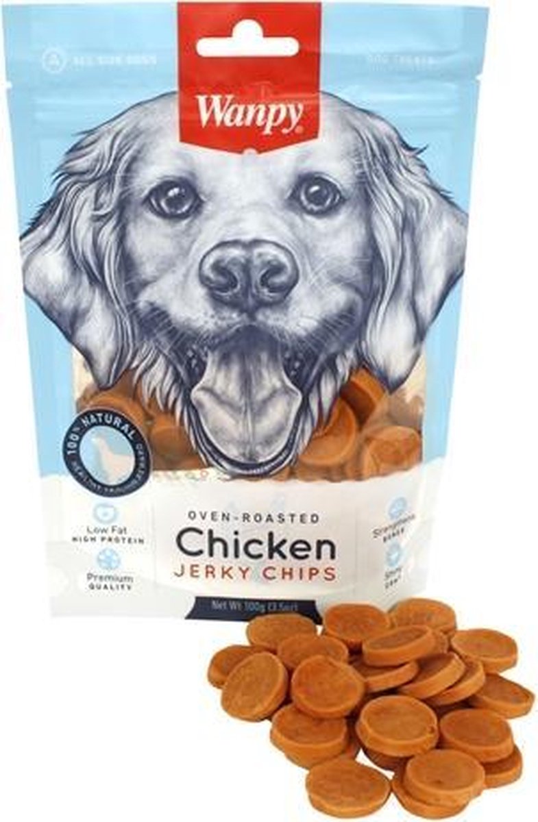 Wanpy oven-roasted chicken jerky chips - 100 gr - 1 stuks