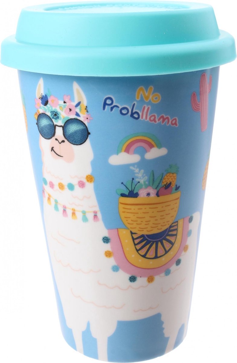 Pms Mok Met Deksel Lama Blauw 400 Ml