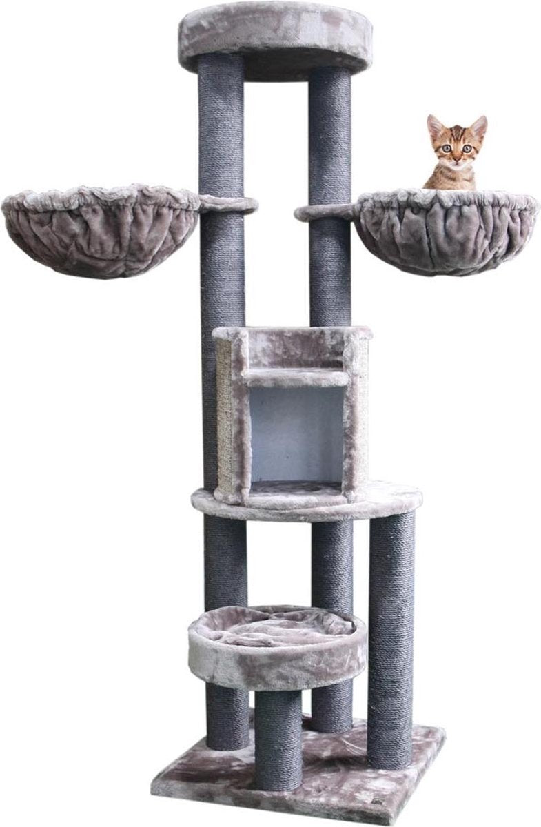 Petrebels Cottage 186 krabpaal - Cappuccino - 186 cm - voor zware katten