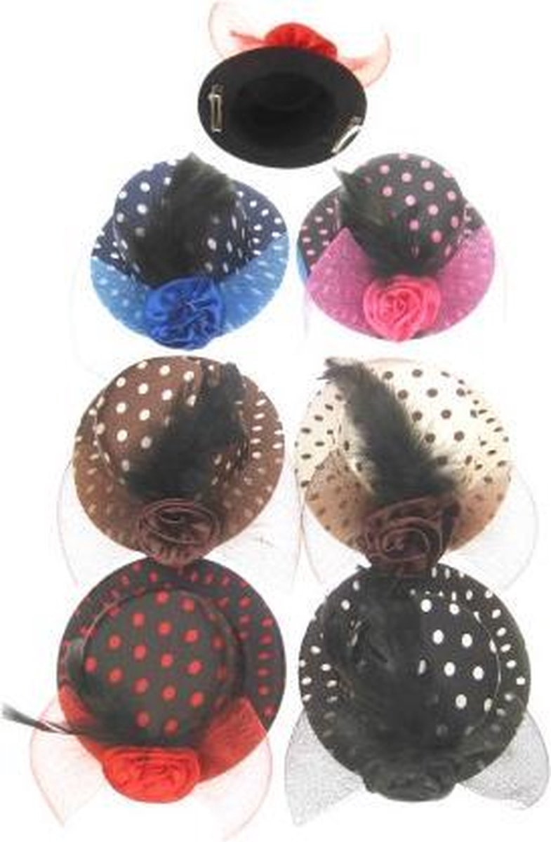 minihoedje met stippen - haarclip - per stuk