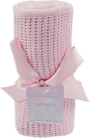 Soft Touch | Cellulair Zomer Dekentje voor wieg of kinderwagen | 70 x 90 cm | Roze