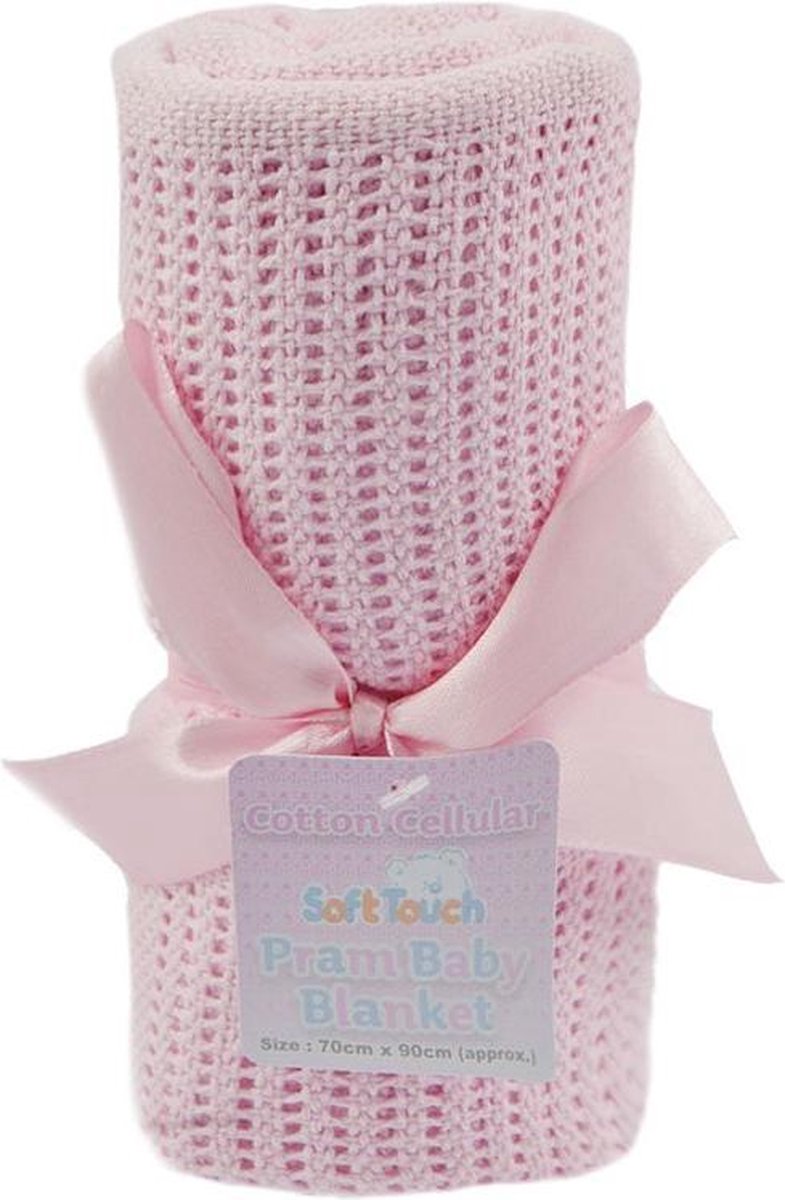 Soft Touch | Cellulair Zomer Dekentje voor wieg of kinderwagen | 70 x 90 cm | Roze