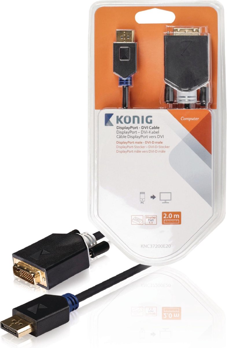 Konig DisplayPort naar DVI kabel - 2 meter