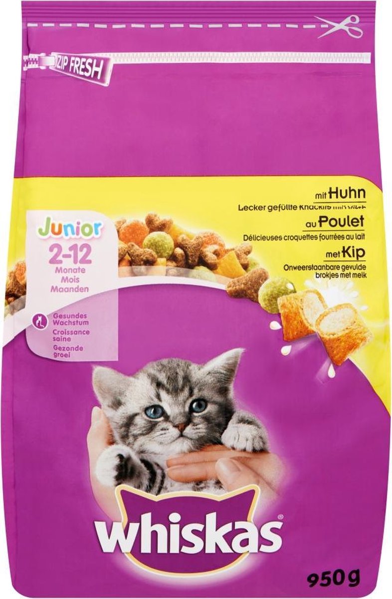 Whiskas Brokjes Junior - Kip - Kattenvoer - 5 x 950 gr