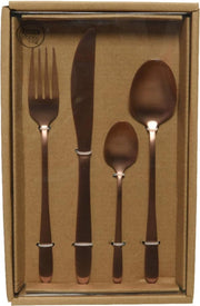 Besteksets/bestek set 16-delig rose goud voor 4 personen - Tafelbestek voor ontbijt lunch en diner