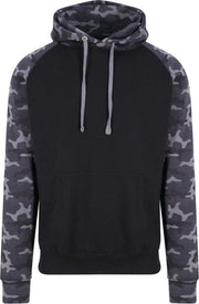 Awdis Gewoon Hoods Volwassenen Unisex Two Tone Hooded Honkbal Sweatshirt/Hoodie (Solid Black/ Black Camo)
