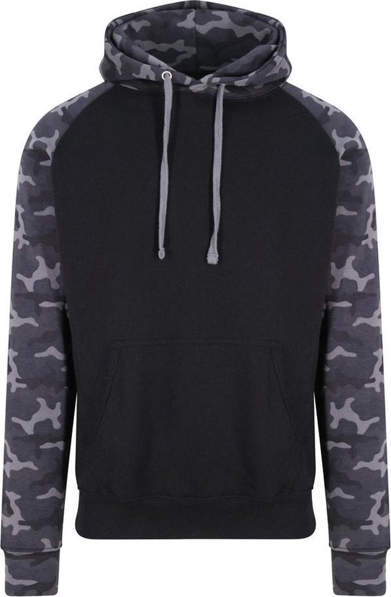 Awdis Gewoon Hoods Volwassenen Unisex Two Tone Hooded Honkbal Sweatshirt/Hoodie (Solid Black/ Black Camo)