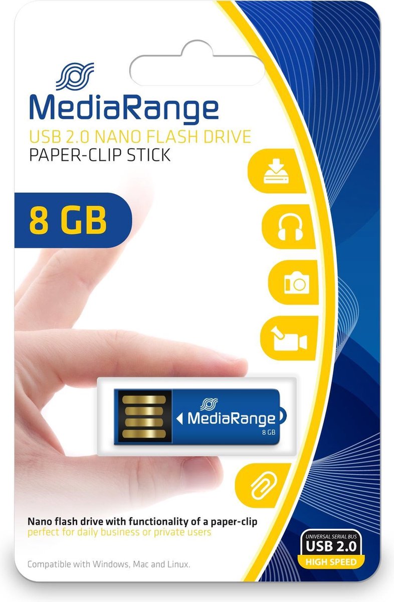 MediaRange MR975 USB flash drive 8 GB USB Type-A 2.0 Blauw