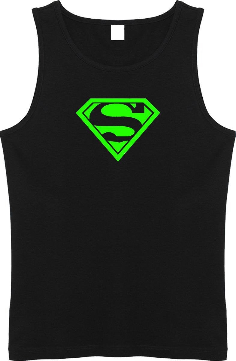 Zwarte Tanktop sportshirt Size L met Groen logo “ Superman”