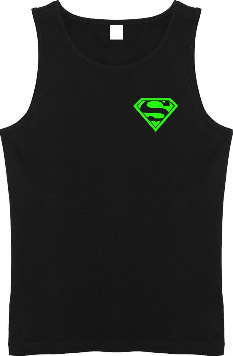 Zwarte Tanktop sportshirt Size M met Groen logo “ Superman”
