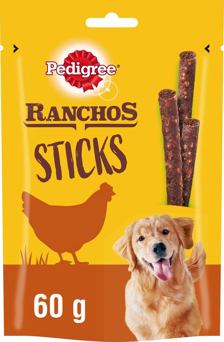 Pedigree Ranchos Sticks - Kip - Hondensnacks - 10 zakjes à 60g