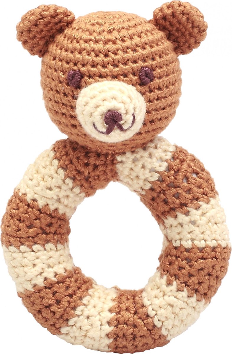 Naturezoo Ringrammelaar Beer Gehaakt 14 Cm Bruin