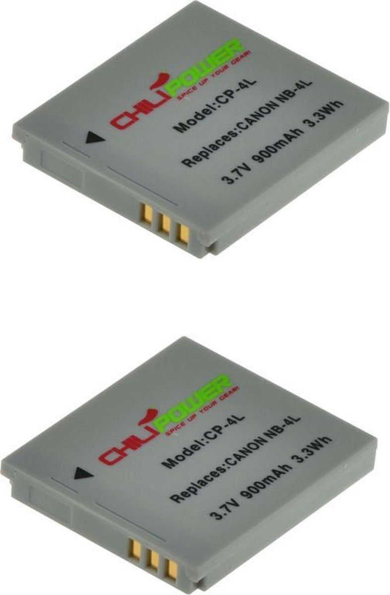 ChiliPower Canon NB-4L camera batterij - 2 stuks verpakking