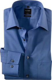 OLYMP Luxor modern fit overhemd - rook blauw - Strijkvrij - Boordmaat: 47