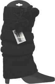 Beenwarmer - Gebreid - Pompon - Zwart