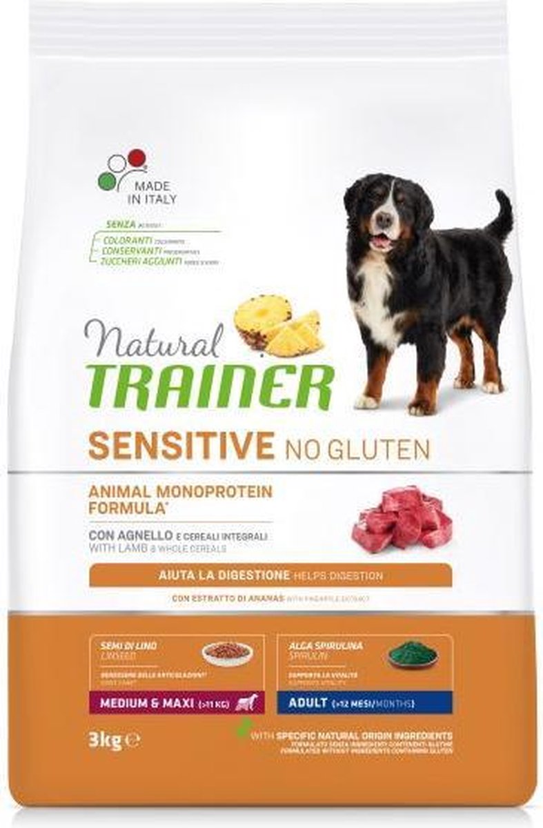 3 kg Natural trainer dog adult medium / maxi sensitive lamb hondenvoer