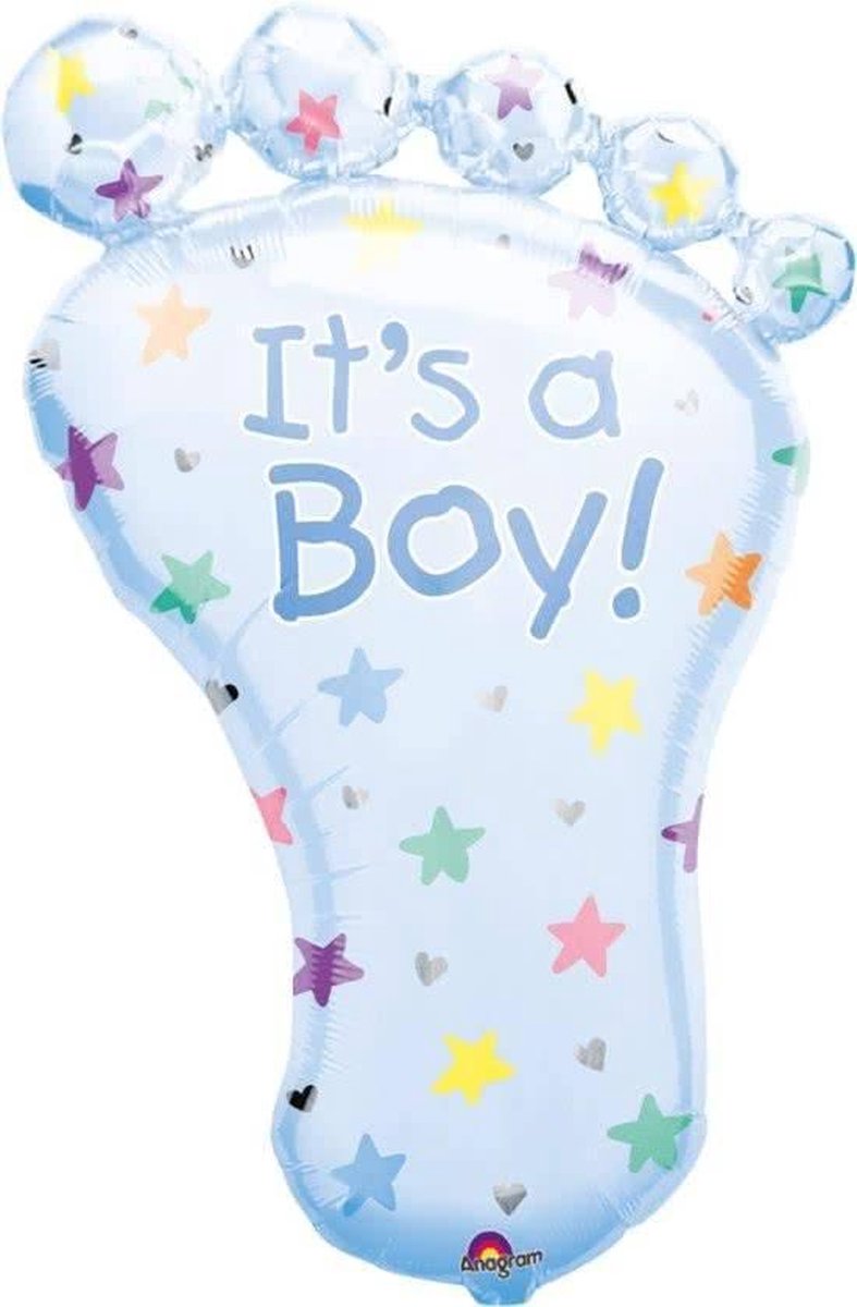 Anagram - Folieballon - Supershape - Voetje - It's a boy - Zonder vulling - 58x28cm