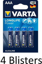 16 Stuks (4 Blisters a 4 st) Varta Longlife Power AAA Batterijen