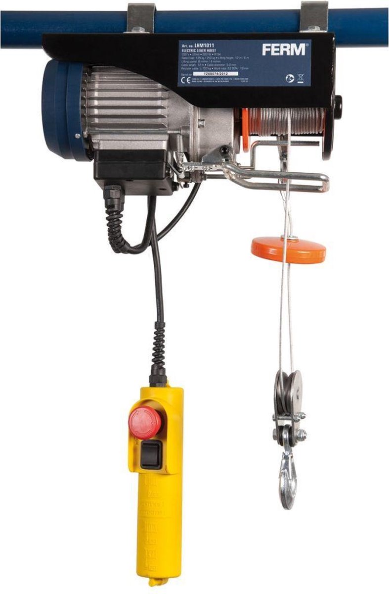 FERM LHM1011 Elektrische kabeltakel - Takel 500W - Max. 250kg