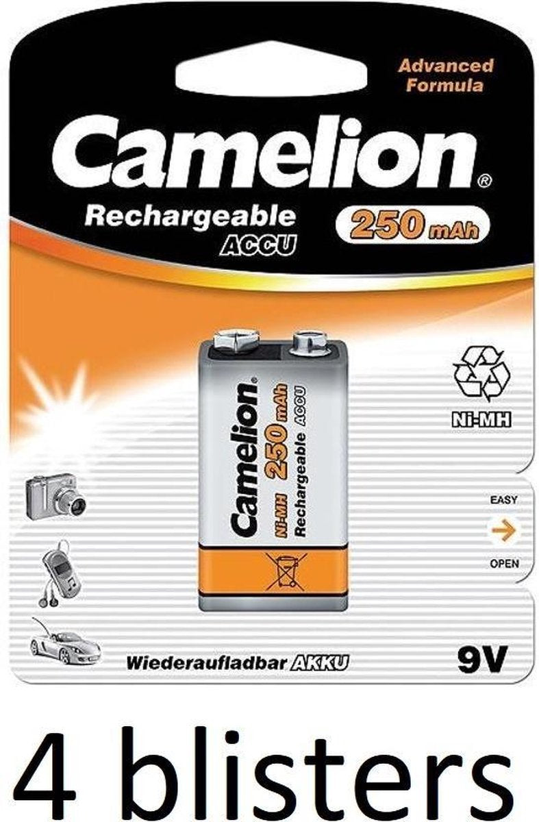 Camelion oplaadbare 9v batterij (NiMH) - 4 stuks