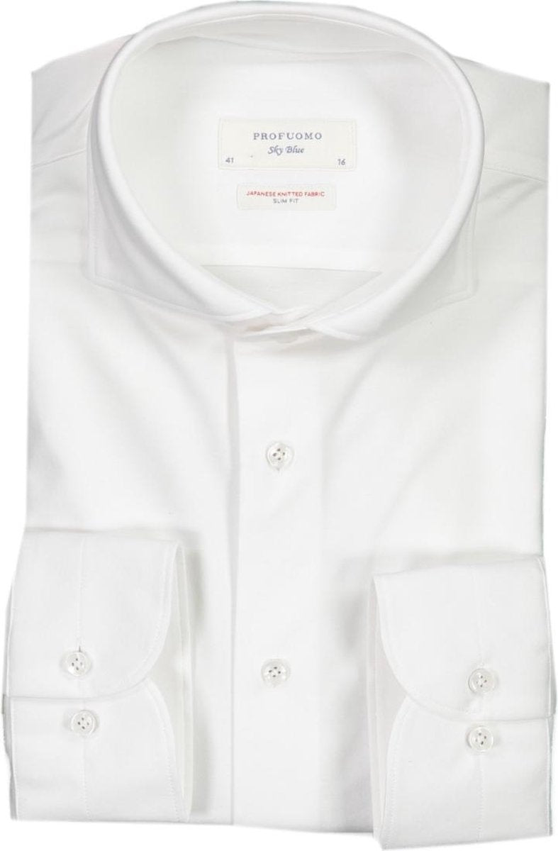 Profuomo   Overhemd Wit Getailleerd - Maat UK14.5-EU37 - Heren - Never out of stock Collectie - Katoen;Polyester