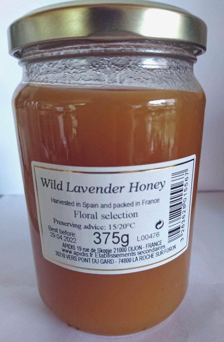 Honing wilde lavendel vloeibaar honingpot met honinglepel