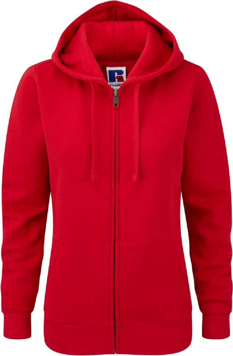 Russell Dames Premium Authentieke Hoodie met rits (3-laagse stof) (Klassiek rood)