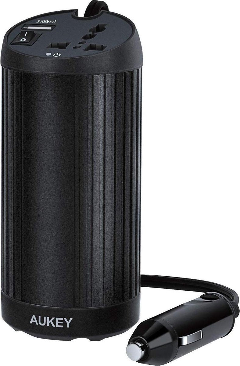 AUKEY 12V tot 230V auto-omvormer met een 5V 2.1A USB-poort