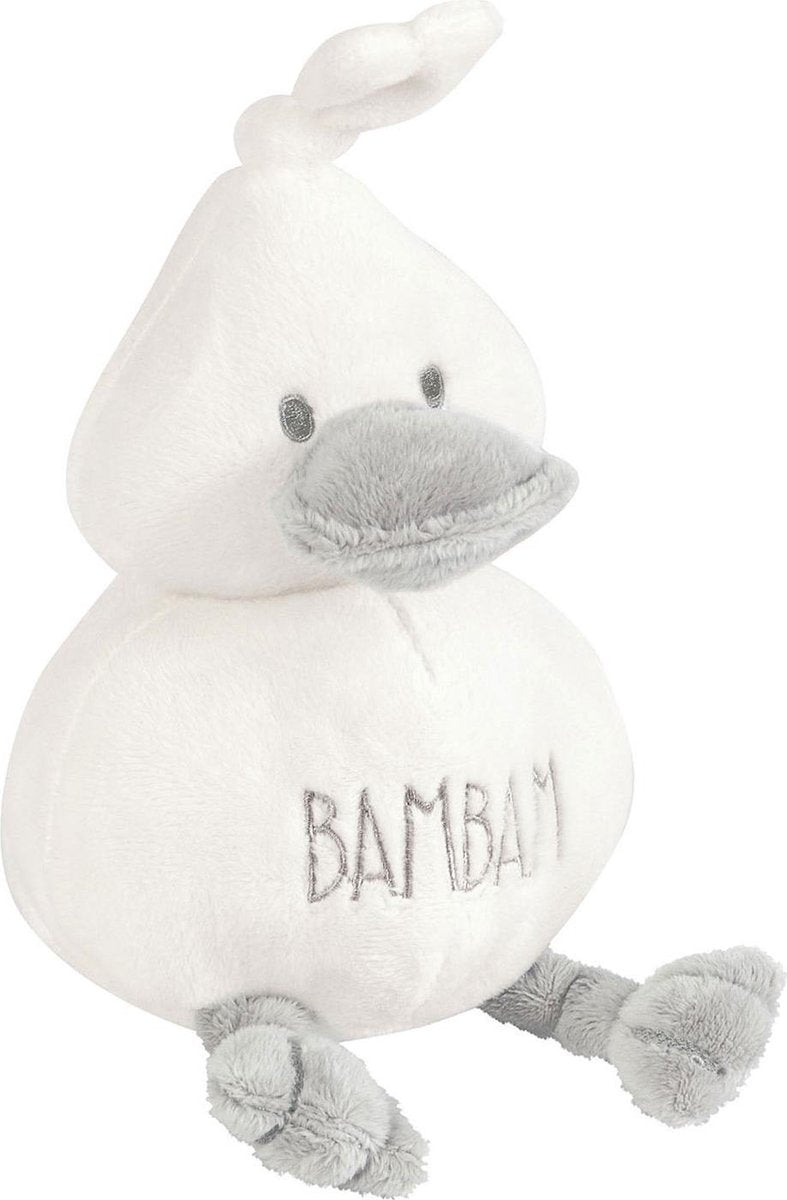 BamBam Knuffel Eend – Kraamcadeau Jongen & Meisje- Kinderspeelgoed – Pluche - Grijs