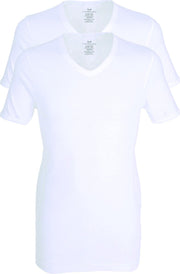 Gotzburg heren T-shirts slim fit V-hals (2-pack) fine rib - wit -  Maat: M