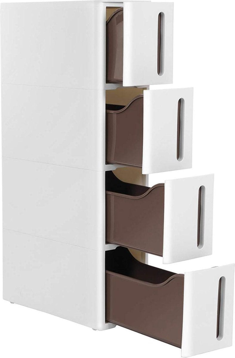 Nancy's Keukentrolley - Multifunctionele Badkamer Trolley - Keukenopberger met 4 Niveaus - Verrijdbaar - Serveerwagen - Wit - 45 x 17 x 84 cm