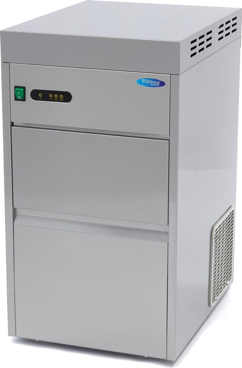 Crushed Ice Machine - 50 kg per 24 uur - 10 kg opslag - RVS - Inbouwmodel - Waterklep - Watergekoeld - Horeca Schilferijsmachine - Schaafijs - Maxima