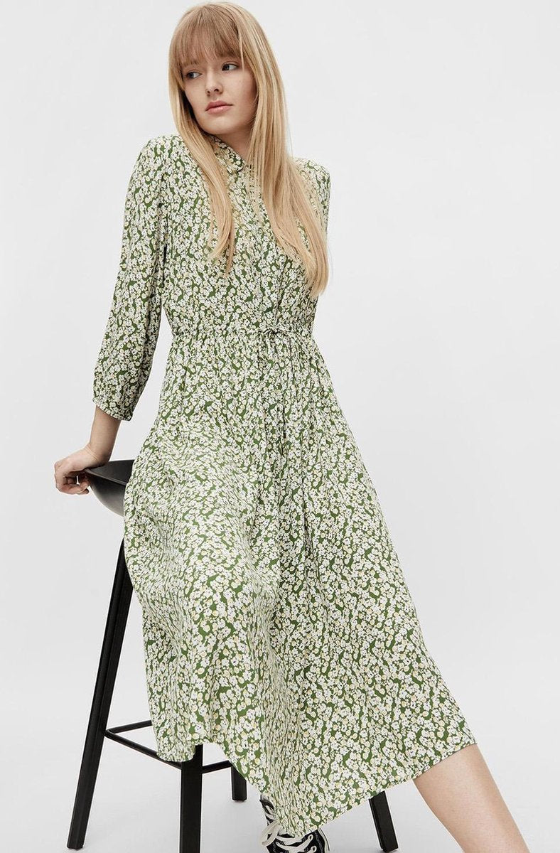 Pclua 3/4 Midi Dress D2d 17115390 Garden Green/flowers