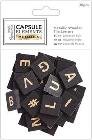 Metalen Houten Tegel Letters (30  stuks) - Elements  Metallics