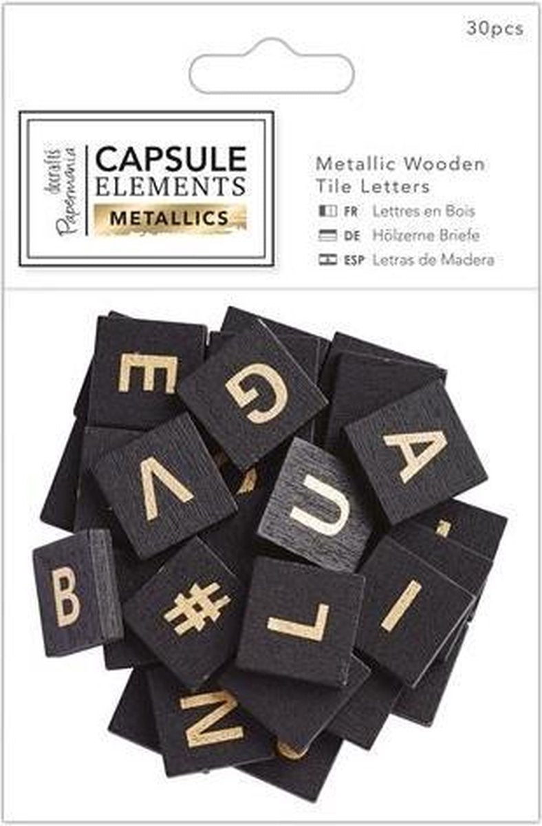 Metalen Houten Tegel Letters (30  stuks) - Elements  Metallics