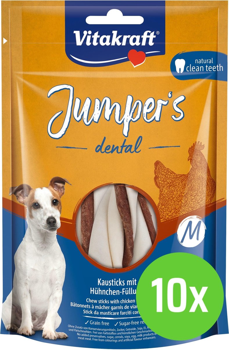 10 x Vitakraft Jumpers Dental Kip Twisted M 150 gram Hond