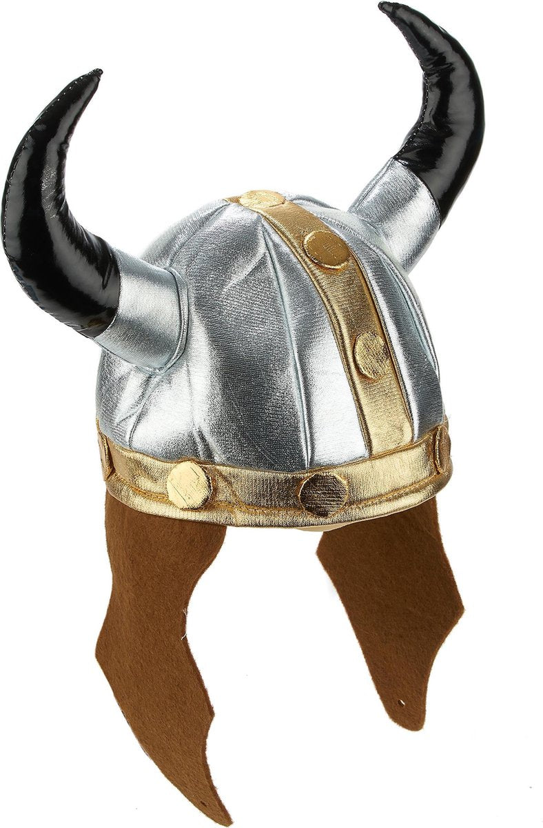 WELLY INTERNATIONAL - Metaalachtige viking helm voor volwassenen - Hoeden > Overige