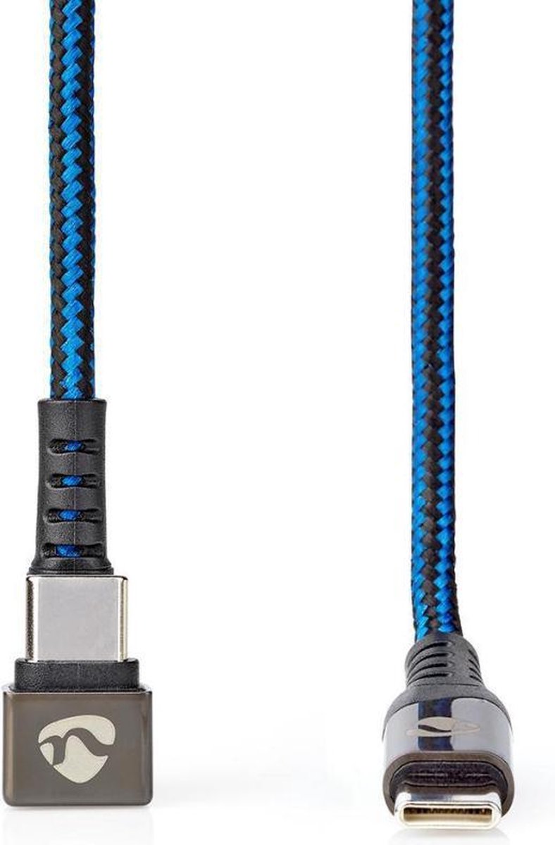 USB-Kabel | USB 2.0 | USB Type-C™ Male | USB Type-C™ Male | 480 Mbps | Verguld | 2.00 m | Rond | Gebreid / Nylon | Blauw / Zwart | Cover Window Box