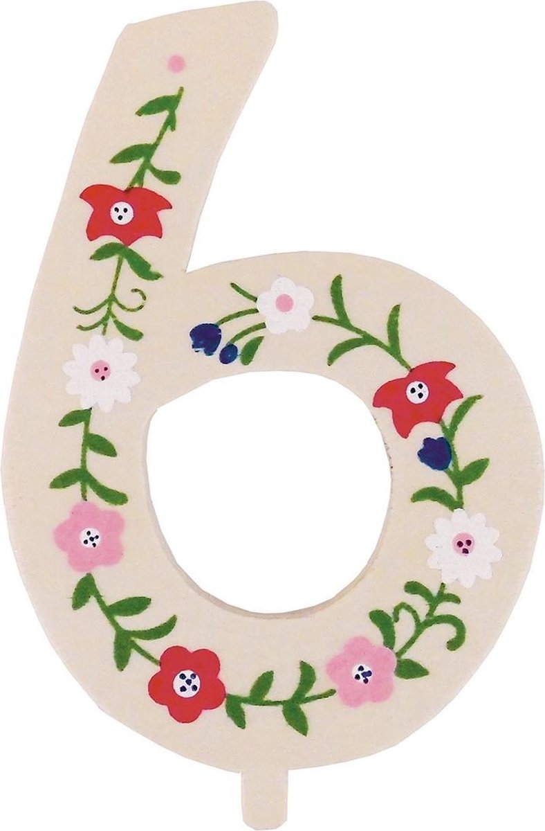 Tib Feestdecoratie "6" Hout 10 Cm Bruin