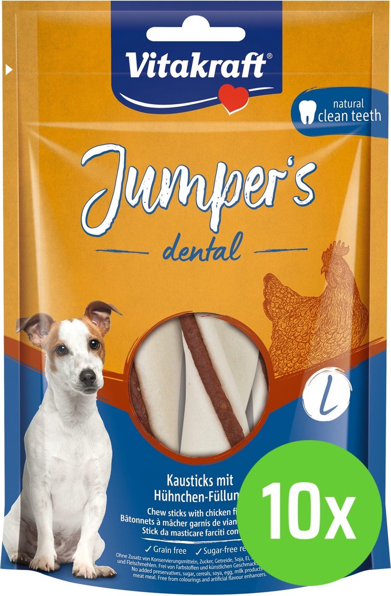 10 x Vitakraft Jumpers Dental Kip Twisted L 150 gram Hond