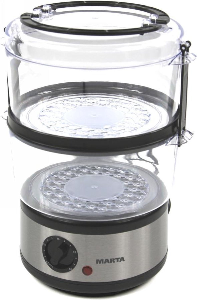MARTA MT-1909 Stoomkoker|400W|2 compartimenten|black/rvs