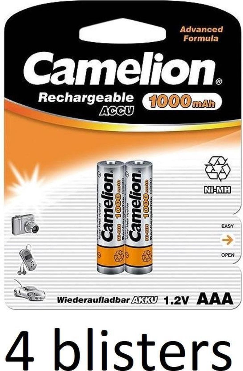 Camelion oplaadbare  batterijen AAA (1000 mah) - 8 stuks
