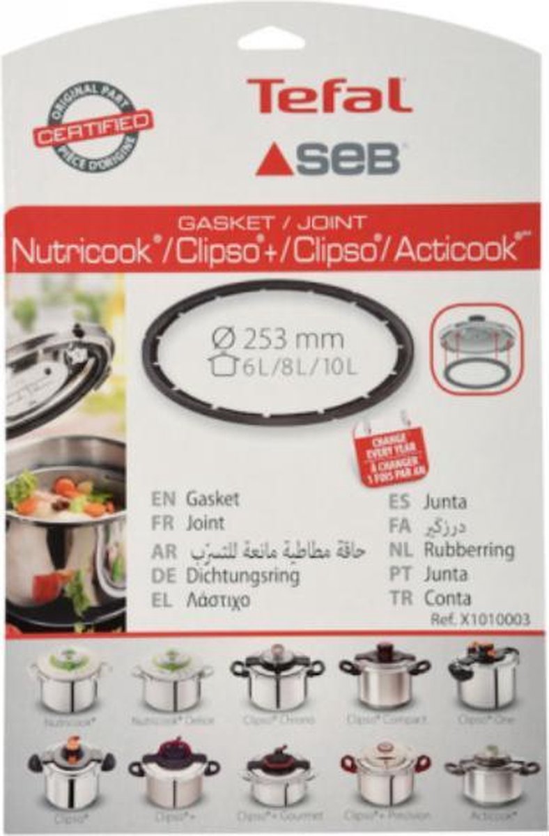 Tefal dekselring afdichting snelkookpan doorsnede 6 - 8 - 10 liter origineel Calor SEB Tefal 12805 v