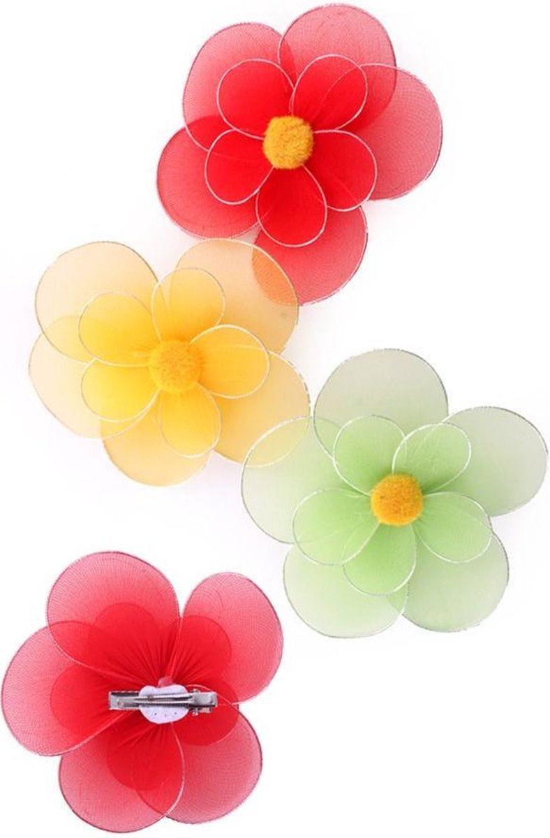 Bloemen 6 x medium rood/geel/groen