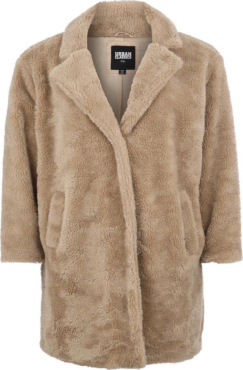 Urban Classics Curvy tussenmantel sherpa coat Sand-xxl