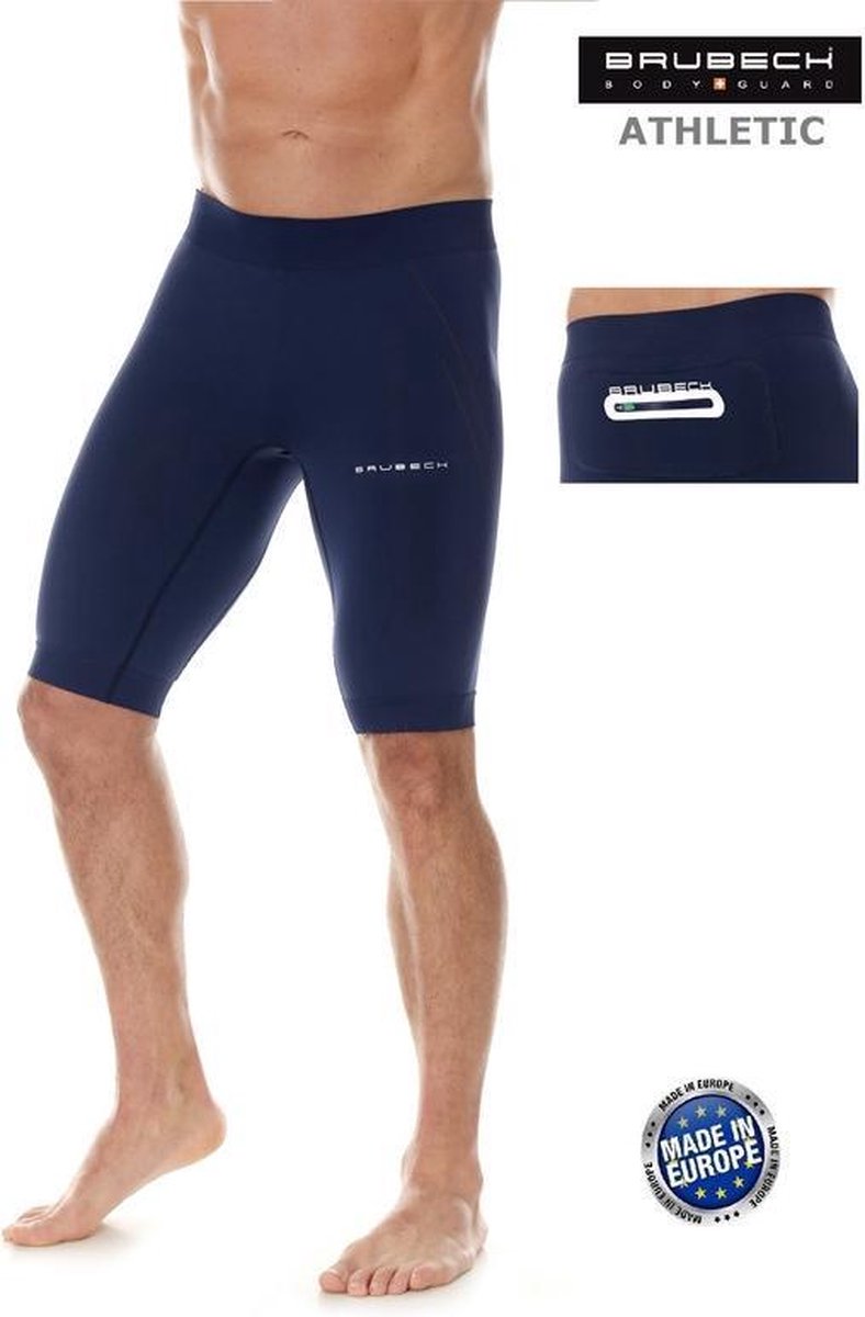 Brubeck | Heren Korte Hardloopbroek - Running Force 1/2 Tight - Marineblauw S