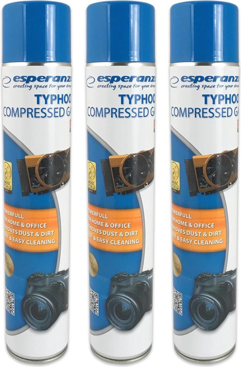 Esperanza Perslucht 3 X 750ML Compressed Air Duster Spuitbus Voordeelverpakking