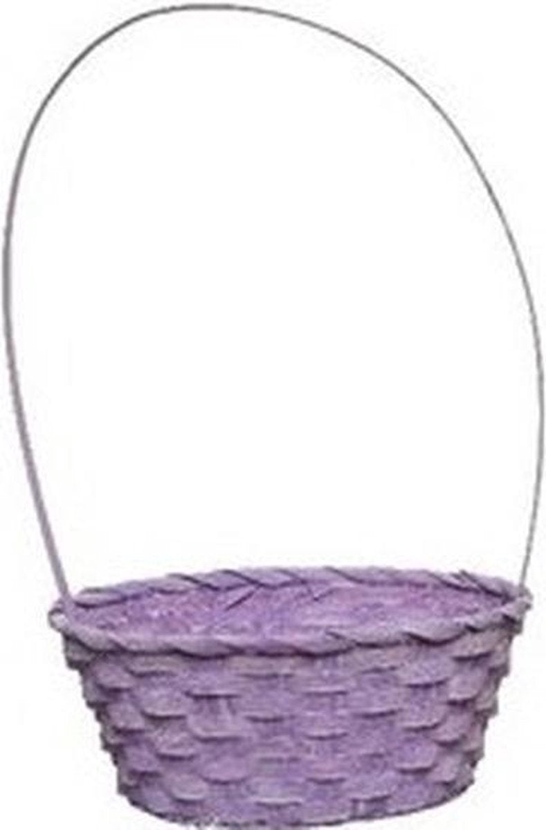 Paaseieren mandje paars 38 cm gevlochten riet - Pasen feestartikelen - Paaseitjes zoeken raapmandje