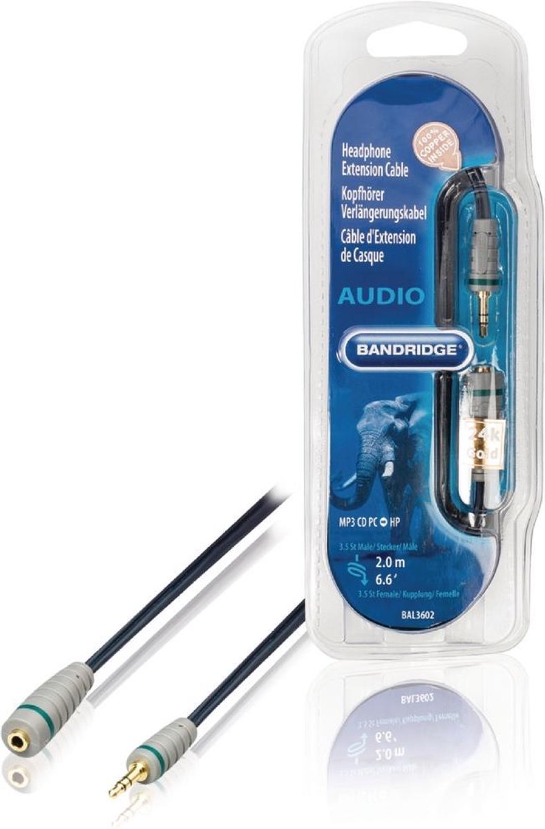 Bandridge  BAL3602 Verlengkabel voor Hoofdtelefoon 2.0 M